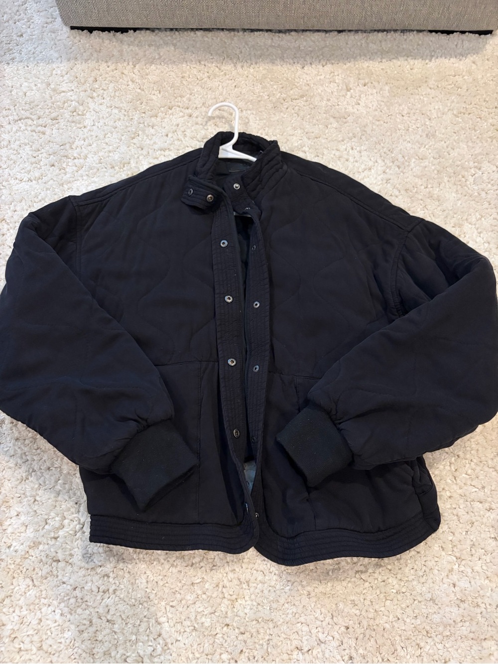 Black Quilted-Style Bomber Jacket